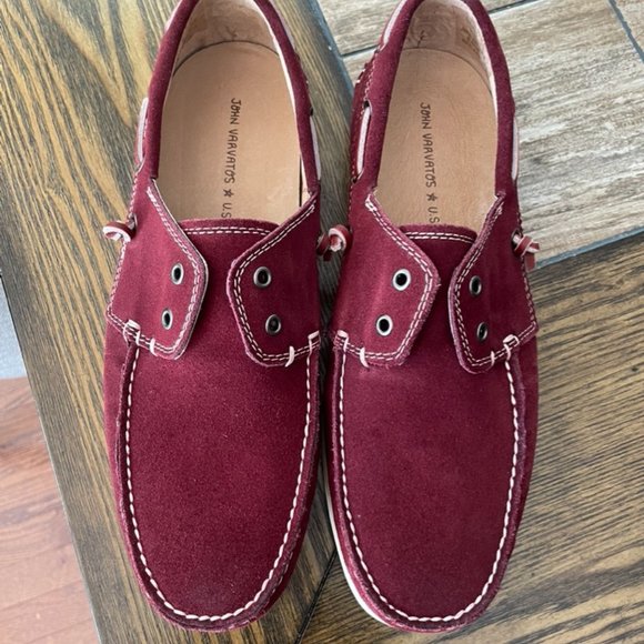 John Varvatos * USA Maroon Suede Laceless Boat Shoes sz 8M main image 7